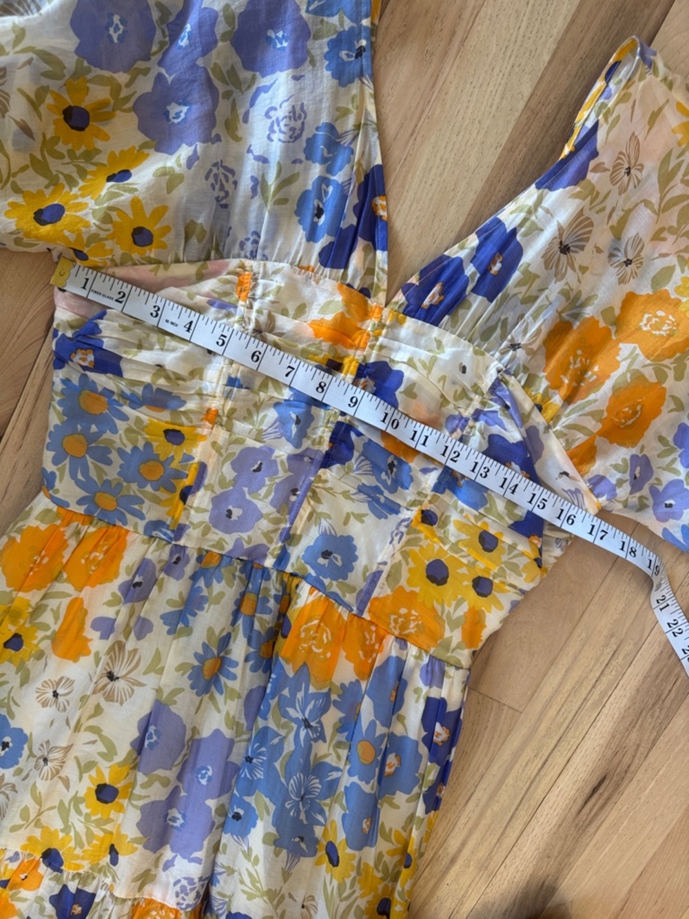 & Other Stories Floral Puff-Sleeve Tiered Maxi Dress in Pastel Multi EU 40 US M - Picture 4 of 12